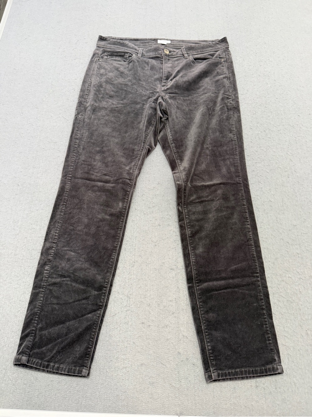 Women’s J.Jill Gray Velvet Straight Leg Pants Soft Stretch Casual